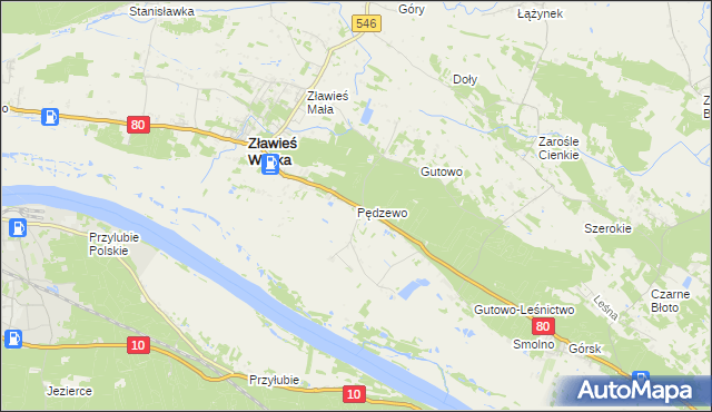 mapa Pędzewo, Pędzewo na mapie Targeo