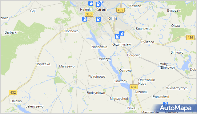 mapa Pełczyn gmina Śrem, Pełczyn gmina Śrem na mapie Targeo