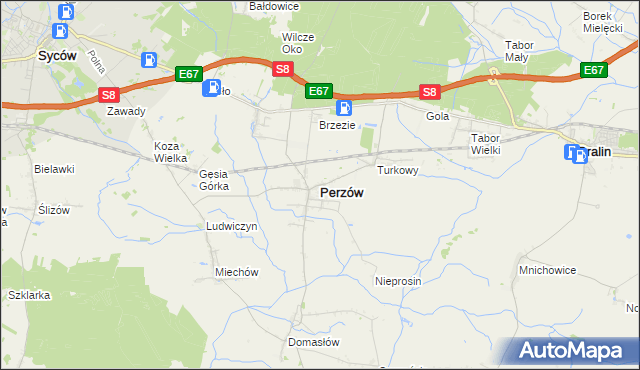 mapa Perzów, Perzów na mapie Targeo