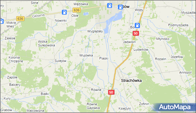 mapa Piaski gmina Strachówka, Piaski gmina Strachówka na mapie Targeo