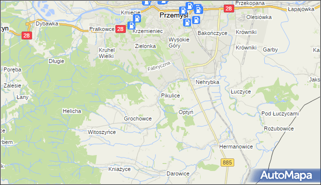 mapa Pikulice, Pikulice na mapie Targeo