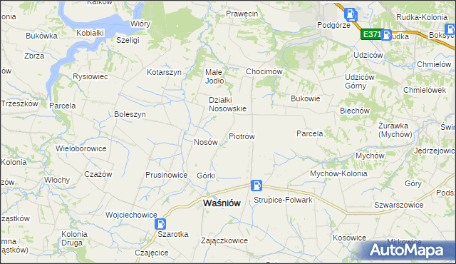 mapa Piotrów gmina Waśniów, Piotrów gmina Waśniów na mapie Targeo