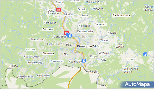 mapa Piwniczna-Zdrój, Piwniczna-Zdrój na mapie Targeo