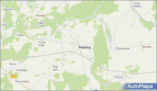 mapa Płośnica, Płośnica na mapie Targeo