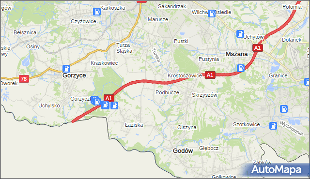 mapa Podbucze gmina Godów, Podbucze gmina Godów na mapie Targeo