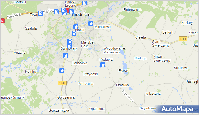 mapa Podgórz gmina Brodnica, Podgórz gmina Brodnica na mapie Targeo