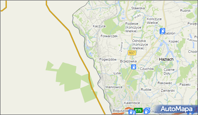 mapa Pogwizdów gmina Hażlach, Pogwizdów gmina Hażlach na mapie Targeo