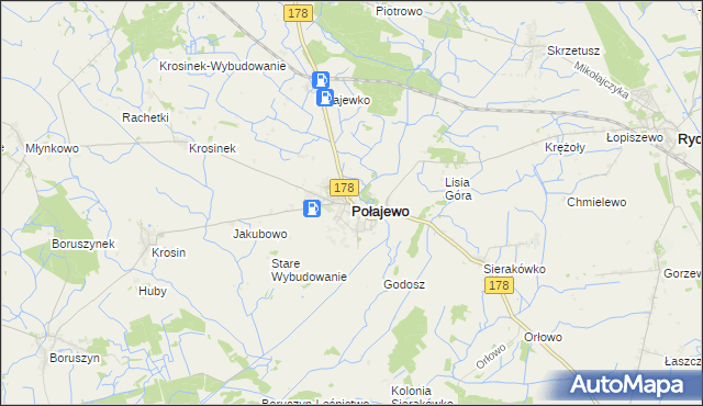 mapa Połajewo powiat czarnkowsko-trzcianecki, Połajewo powiat czarnkowsko-trzcianecki na mapie Targeo