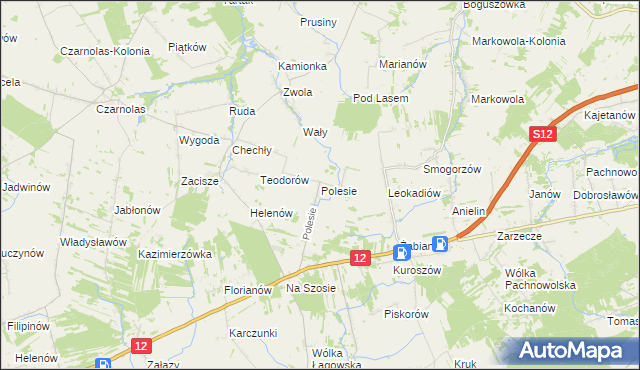 mapa Polesie gmina Puławy, Polesie gmina Puławy na mapie Targeo