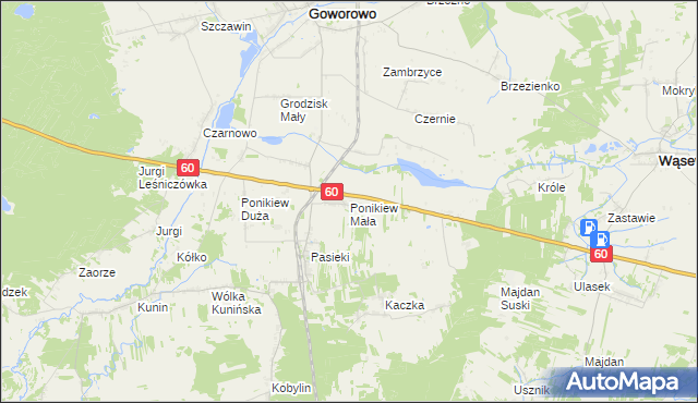 mapa Ponikiew Mała, Ponikiew Mała na mapie Targeo