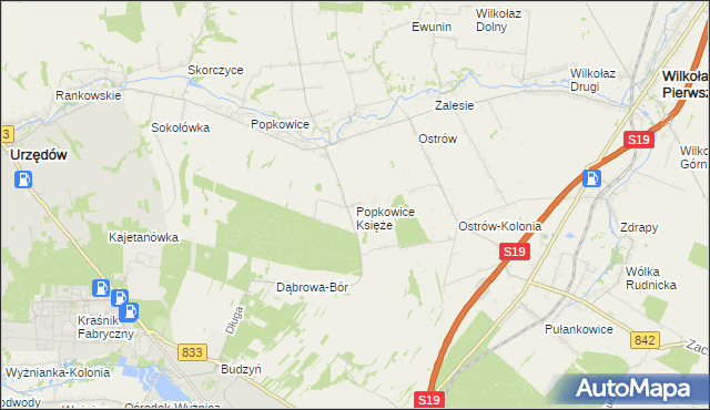 mapa Popkowice Księże, Popkowice Księże na mapie Targeo