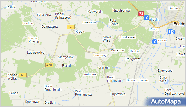 mapa Porczyny, Porczyny na mapie Targeo