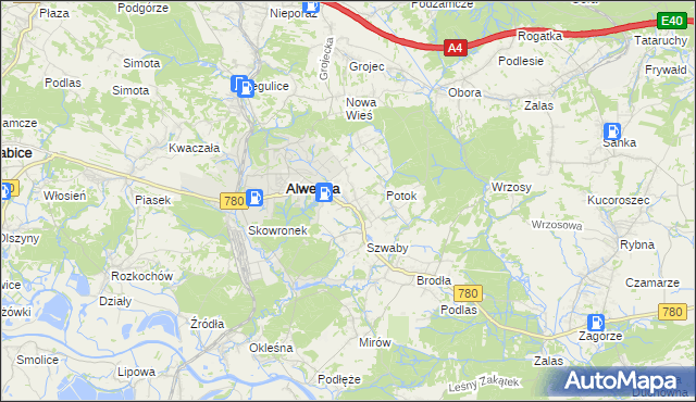 mapa Poręba Żegoty, Poręba Żegoty na mapie Targeo