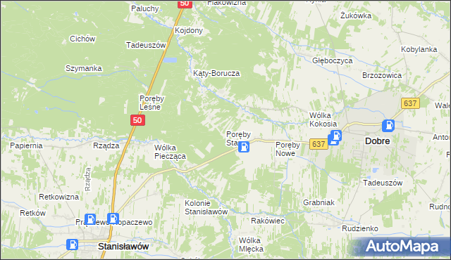 mapa Poręby Stare, Poręby Stare na mapie Targeo