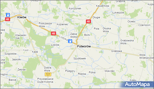 mapa Potworów powiat przysuski, Potworów powiat przysuski na mapie Targeo