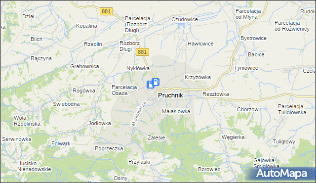 mapa Pruchnik powiat jarosławski, Pruchnik powiat jarosławski na mapie Targeo