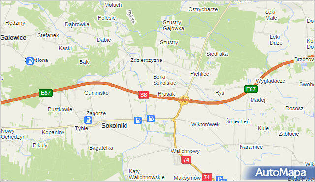 mapa Prusak, Prusak na mapie Targeo