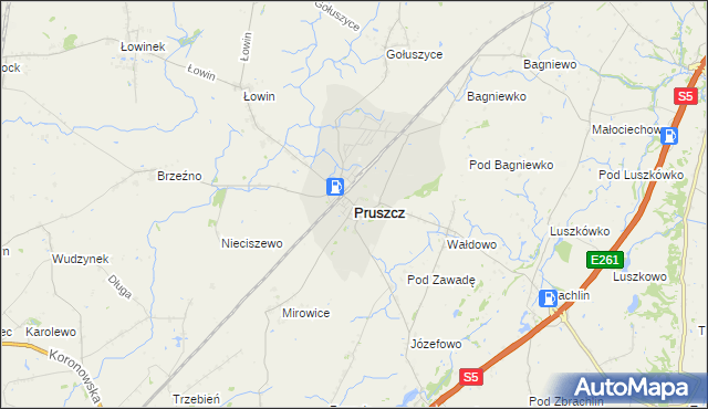 mapa Pruszcz powiat świecki, Pruszcz powiat świecki na mapie Targeo