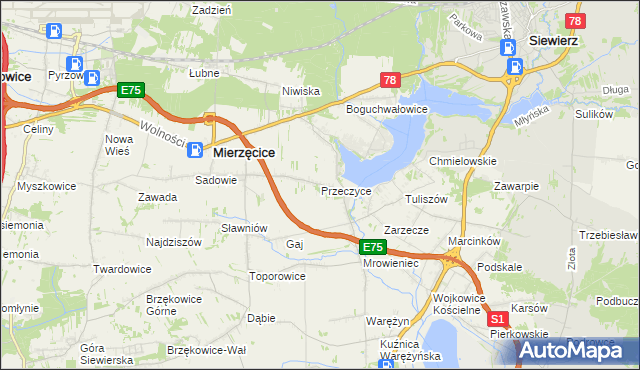 mapa Przeczyce, Przeczyce na mapie Targeo