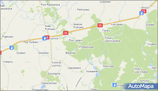 mapa Przeszkoda gmina Golub-Dobrzyń, Przeszkoda gmina Golub-Dobrzyń na mapie Targeo