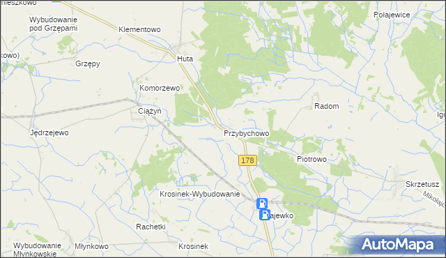 mapa Przybychowo, Przybychowo na mapie Targeo