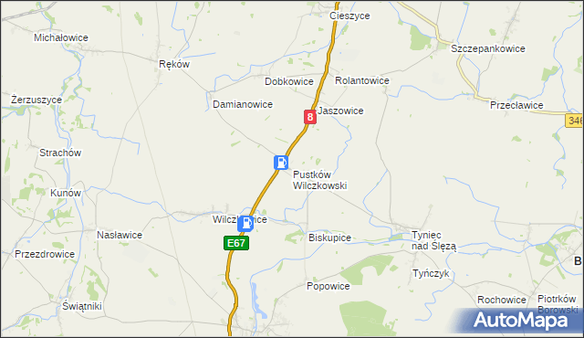 mapa Pustków Wilczkowski, Pustków Wilczkowski na mapie Targeo