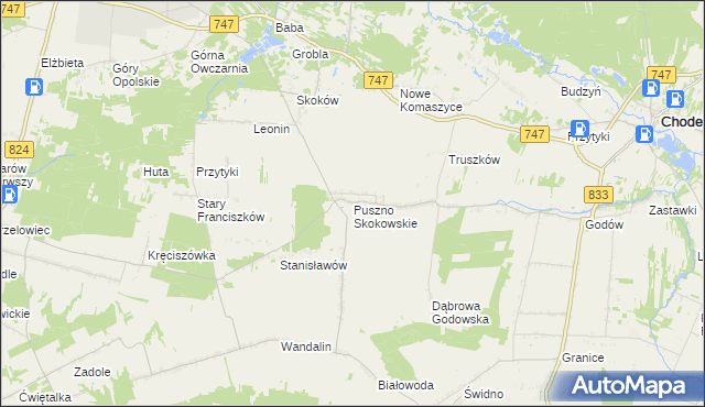 mapa Puszno Skokowskie, Puszno Skokowskie na mapie Targeo