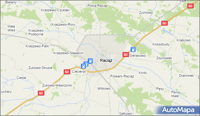 mapa Raciąż powiat płoński, Raciąż powiat płoński na mapie Targeo