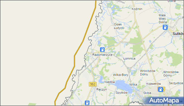 mapa Radomierzyce gmina Zgorzelec, Radomierzyce gmina Zgorzelec na mapie Targeo