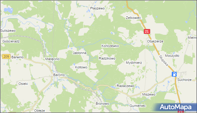 mapa Radzikowo, Radzikowo na mapie Targeo