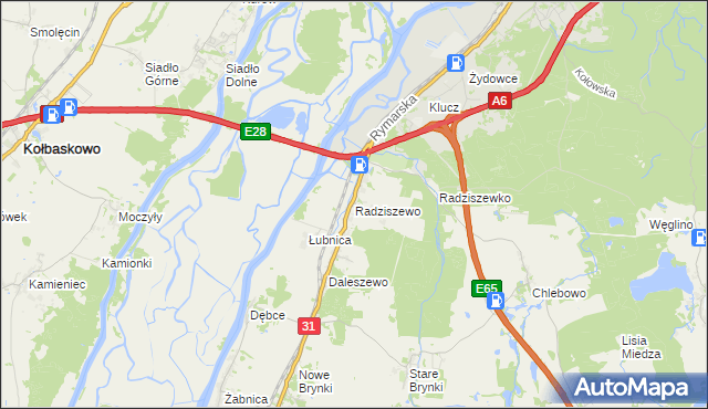 mapa Radziszewo gmina Gryfino, Radziszewo gmina Gryfino na mapie Targeo