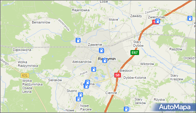 mapa Radzymin powiat wołomiński, Radzymin powiat wołomiński na mapie Targeo