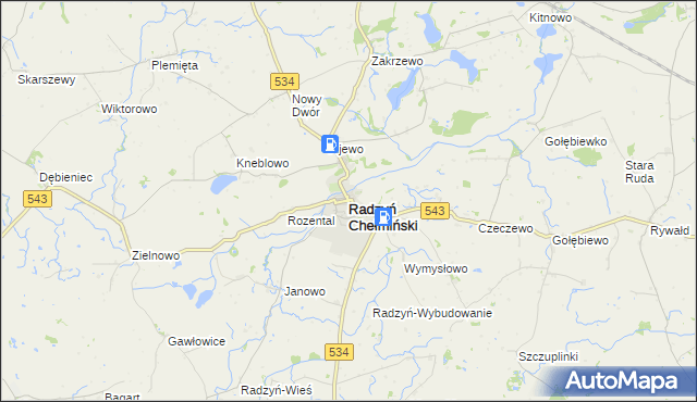 mapa Radzyń Chełmiński, Radzyń Chełmiński na mapie Targeo
