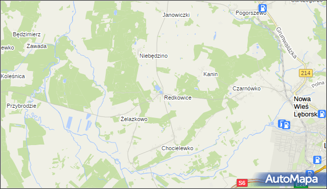 mapa Redkowice, Redkowice na mapie Targeo