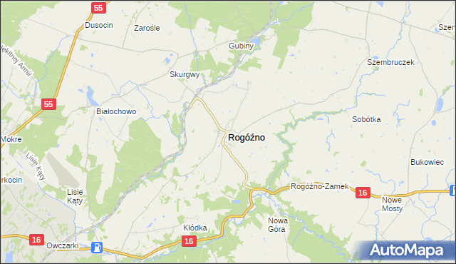 mapa Rogóźno powiat grudziądzki, Rogóźno powiat grudziądzki na mapie Targeo