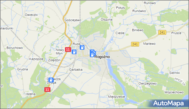 mapa Rogoźno powiat obornicki, Rogoźno powiat obornicki na mapie Targeo