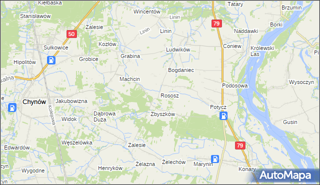 mapa Rososz gmina Chynów, Rososz gmina Chynów na mapie Targeo