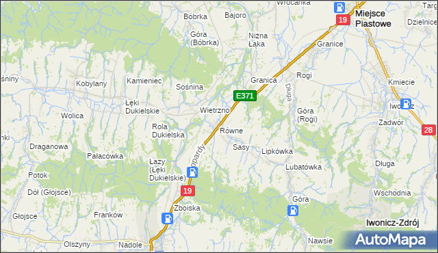 mapa Równe gmina Dukla, Równe gmina Dukla na mapie Targeo