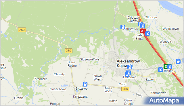 mapa Rożno-Parcele, Rożno-Parcele na mapie Targeo