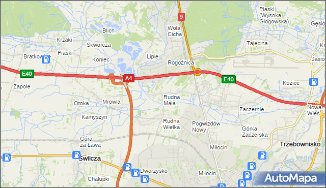 mapa Rudna Mała gmina Głogów Małopolski, Rudna Mała gmina Głogów Małopolski na mapie Targeo