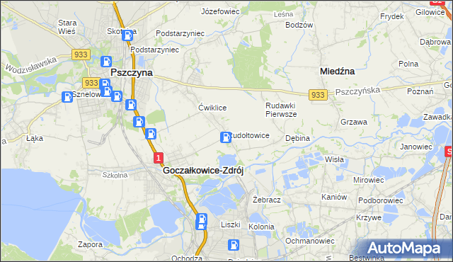 mapa Rudołtowice, Rudołtowice na mapie Targeo