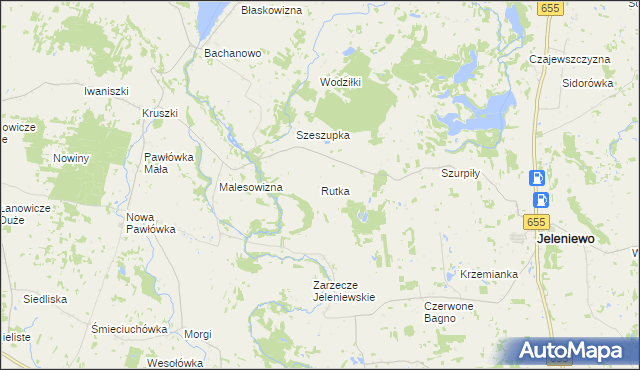 mapa Rutka gmina Jeleniewo, Rutka gmina Jeleniewo na mapie Targeo