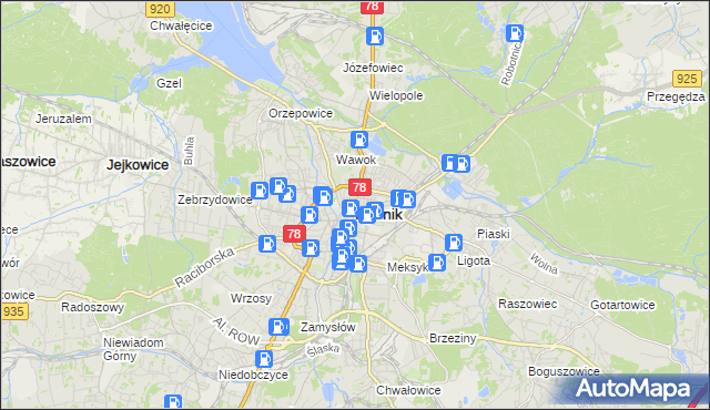 mapa Rybnika, Rybnik na mapie Targeo