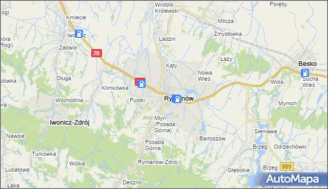 mapa Rymanów, Rymanów na mapie Targeo