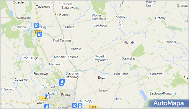 mapa Rypałki Prywatne, Rypałki Prywatne na mapie Targeo