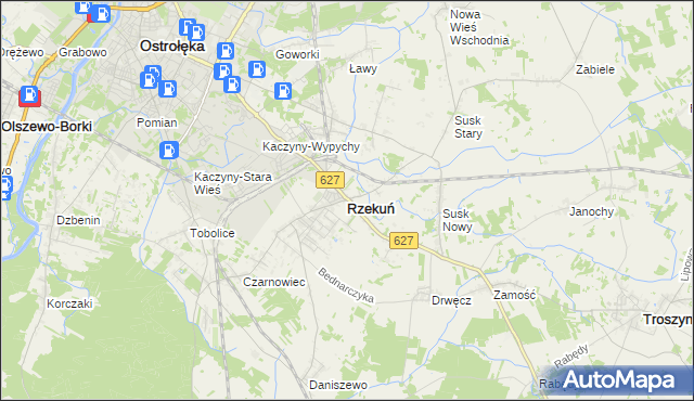 mapa Rzekuń, Rzekuń na mapie Targeo