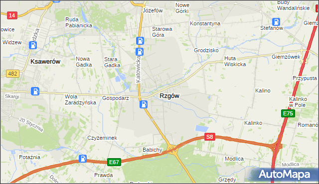 mapa Rzgów powiat łódzki wschodni, Rzgów powiat łódzki wschodni na mapie Targeo