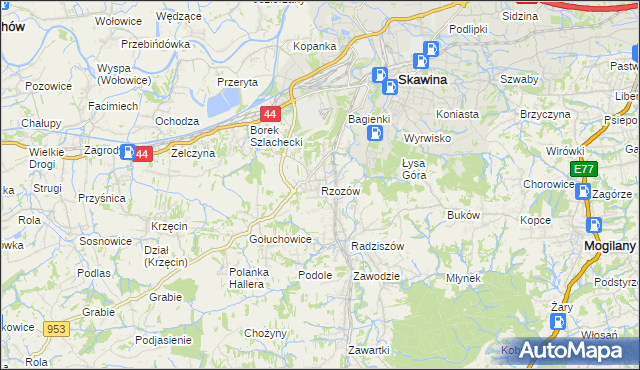 mapa Rzozów, Rzozów na mapie Targeo