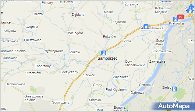 mapa Samborzec, Samborzec na mapie Targeo