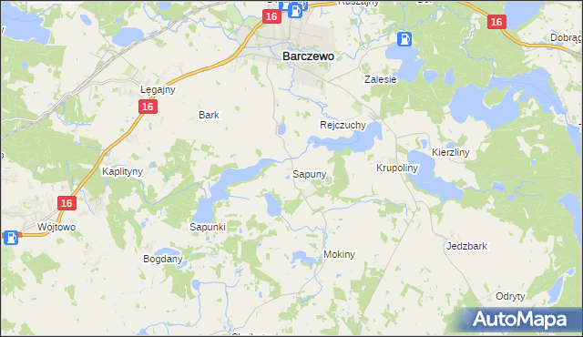 mapa Sapuny, Sapuny na mapie Targeo